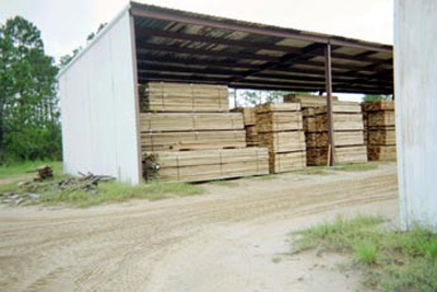 Stacked lumber at the sawmill